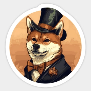 Shiba Inu with Top Hat Sticker